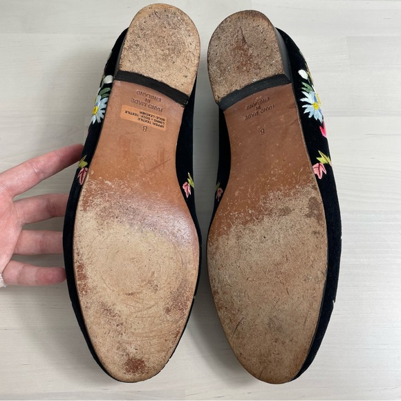 BERK Burlington Arcade London Black Velvet Floral Embroidered Loafer Shoe - Picture 8 of 11